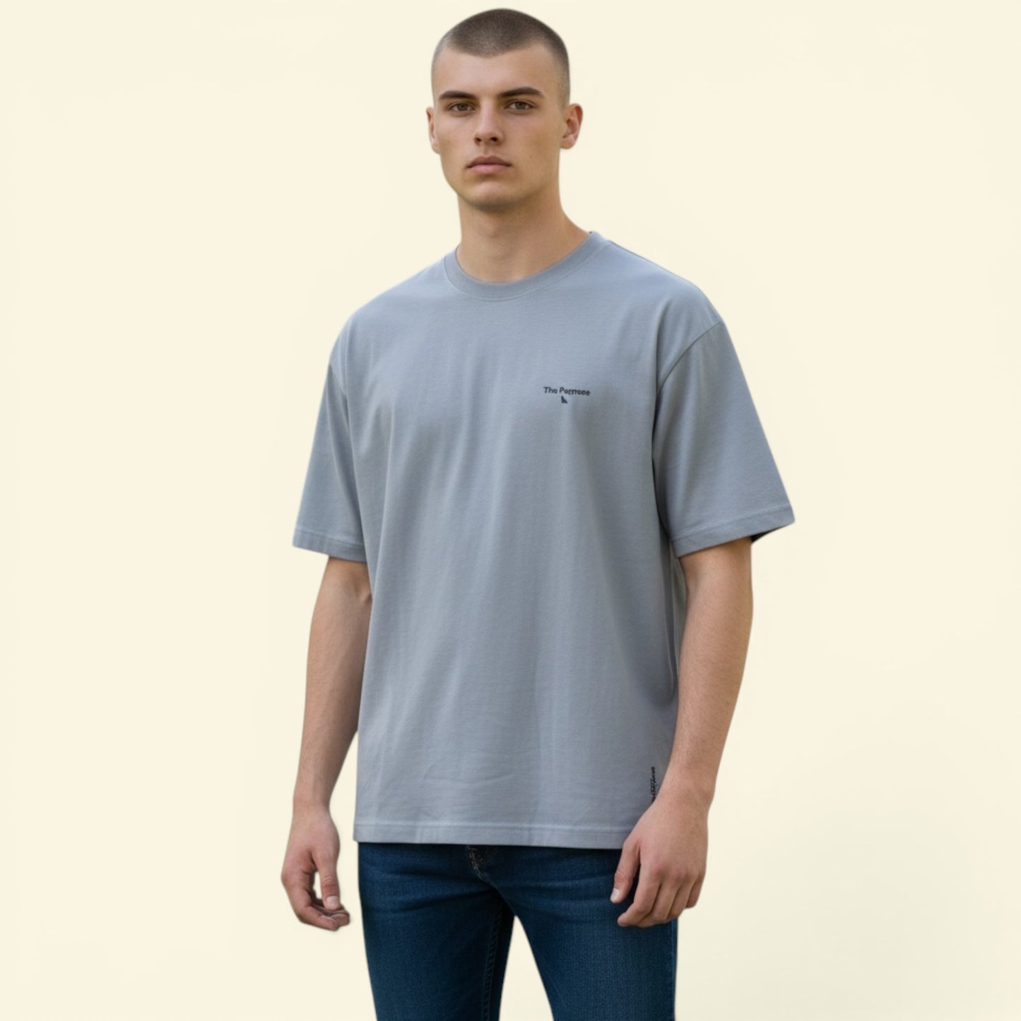 Heavyweight Boxy Tee (260GSM) - Steel Greyish Blue 100% Cotton